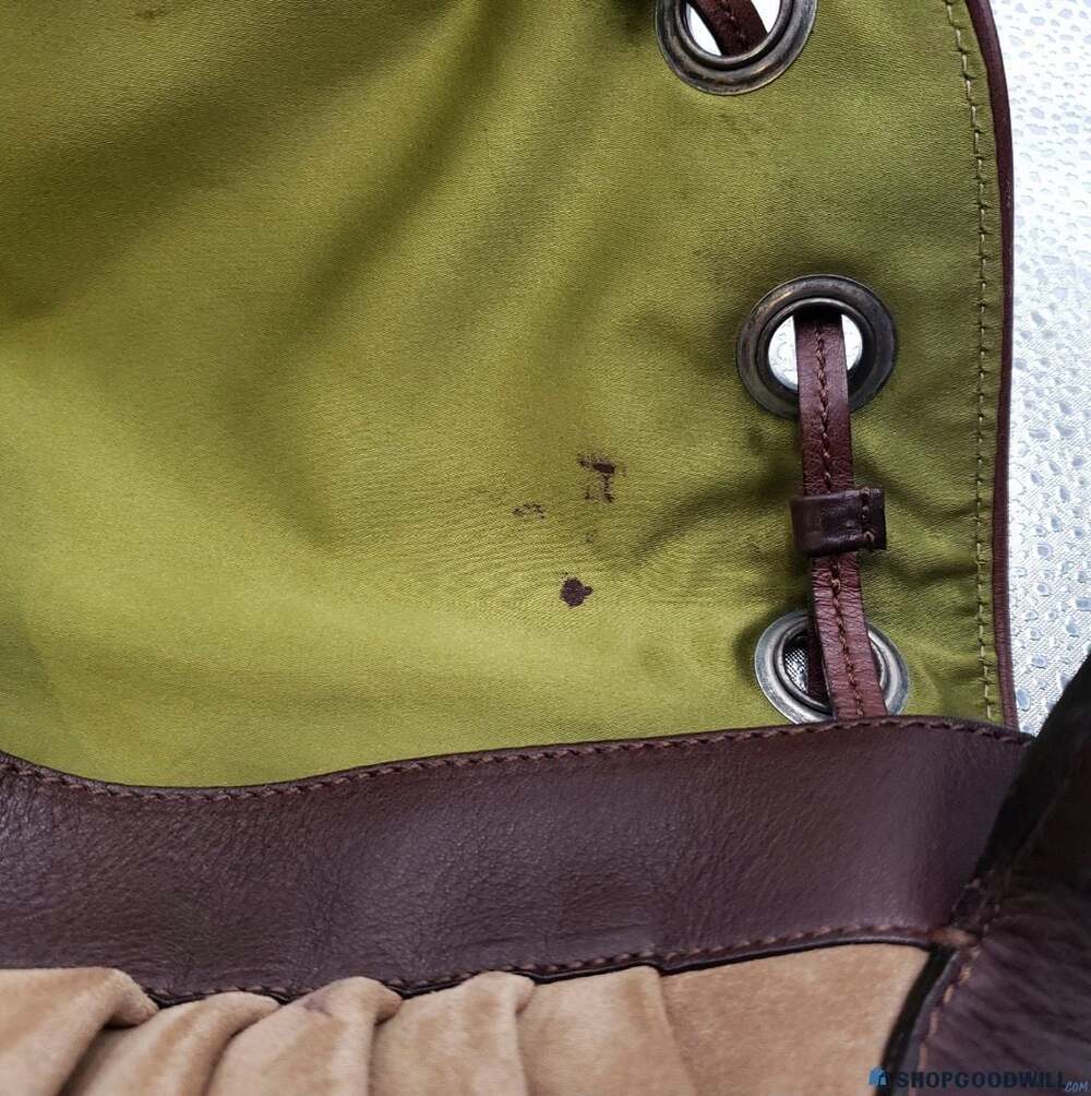 Moschino Cheap and Chic Brown Suede Leather Trim Drawstring Shoulder Bag - Picture 6 of 9